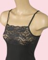 Black Lycra Wide Lace Rope Strap Undershirt-189